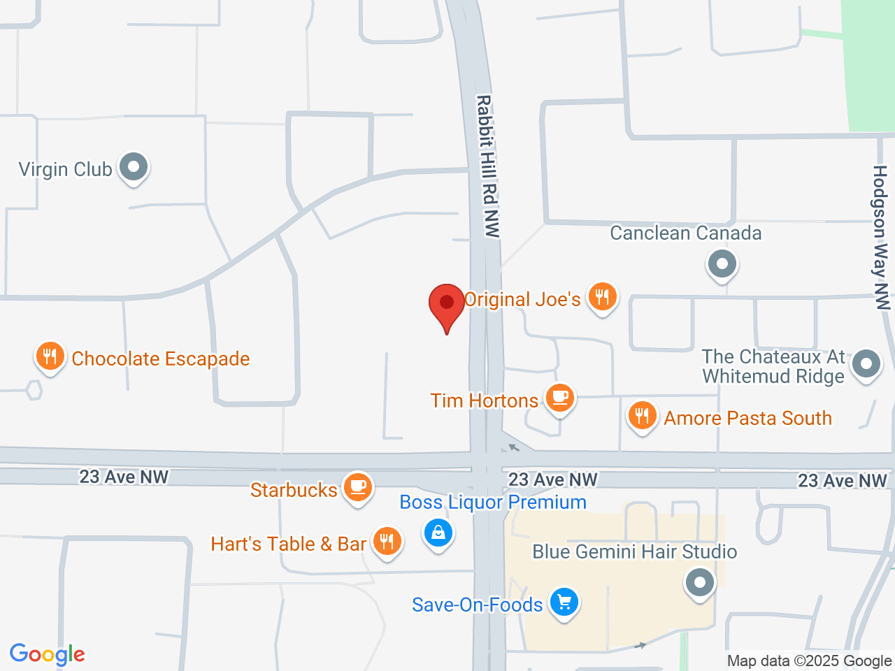 Street map for Fire & Flower Cannabis Co. Terwillegar, 2412 Rabbit Hill Rd NW, Edmonton AB