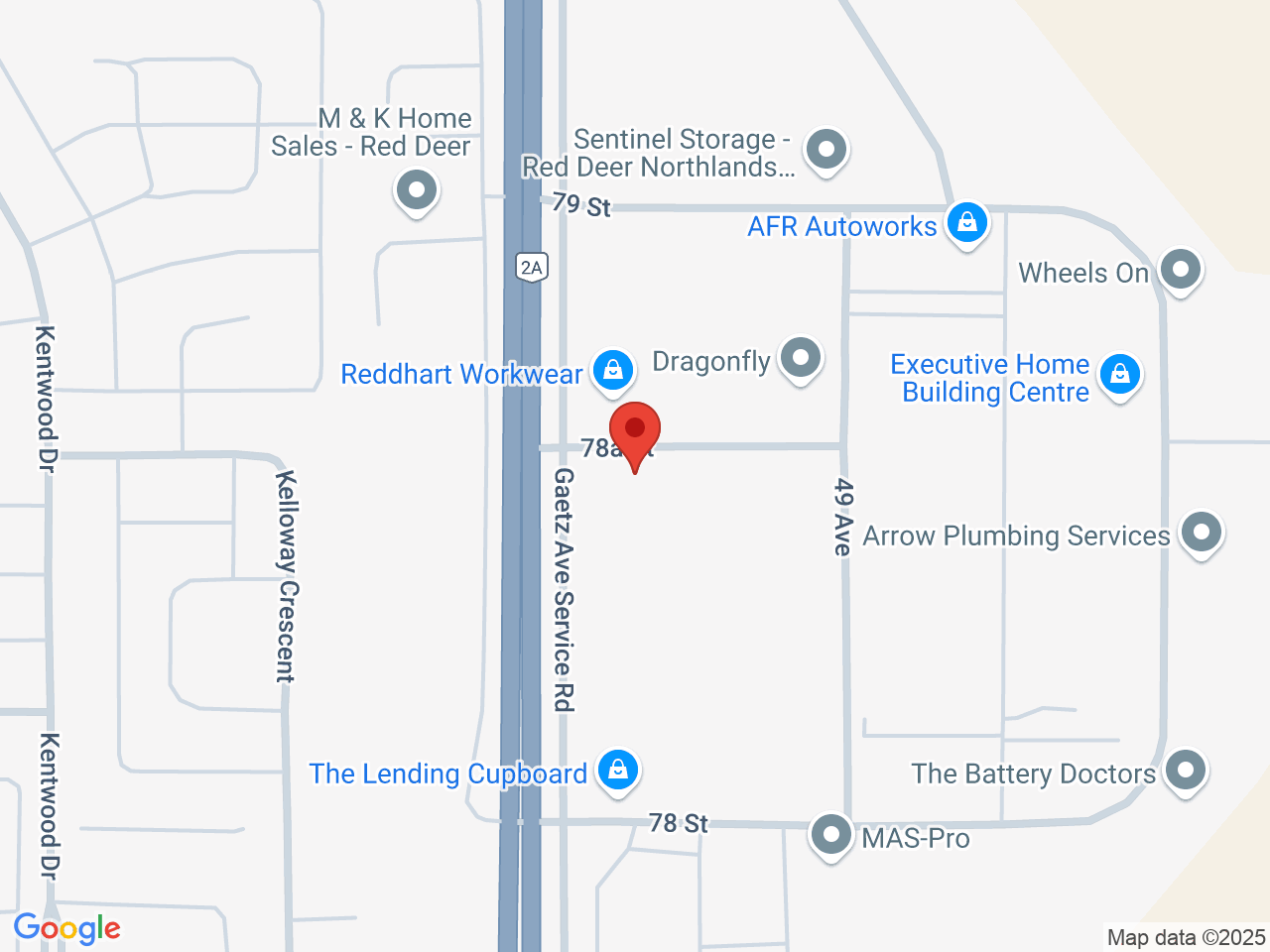 Street map for MJayz Cannabis Corp., 4-7883 Gaetz Ave, Red Deer AB