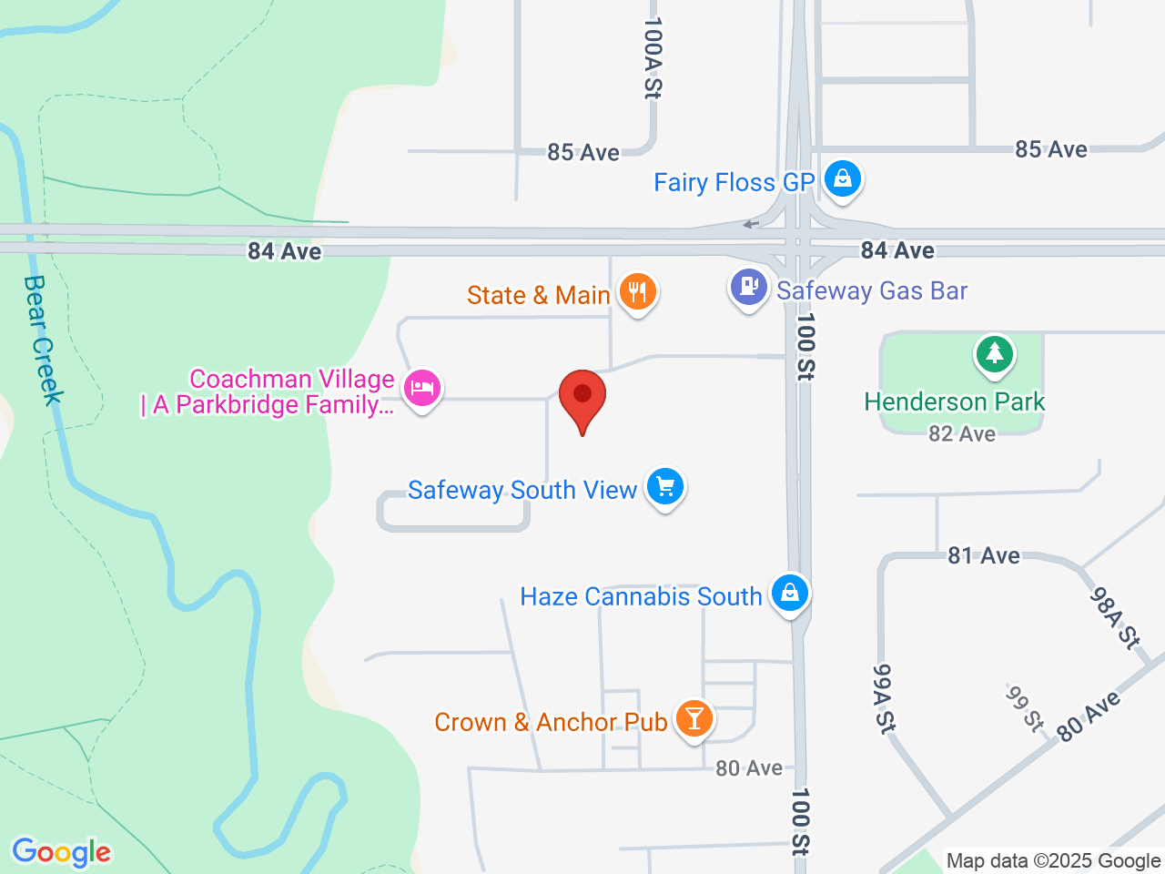 Street map for Off the Record Cannabis, 102-8200 100 St, Grande Prairie AB