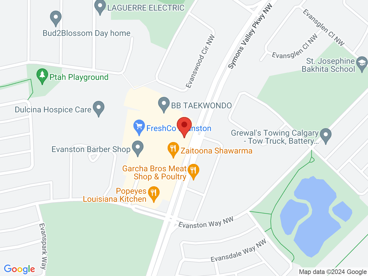 Street map for Spiritleaf Evanston, 1006-2060 Symons Valley Parkway NW, Calgary AB