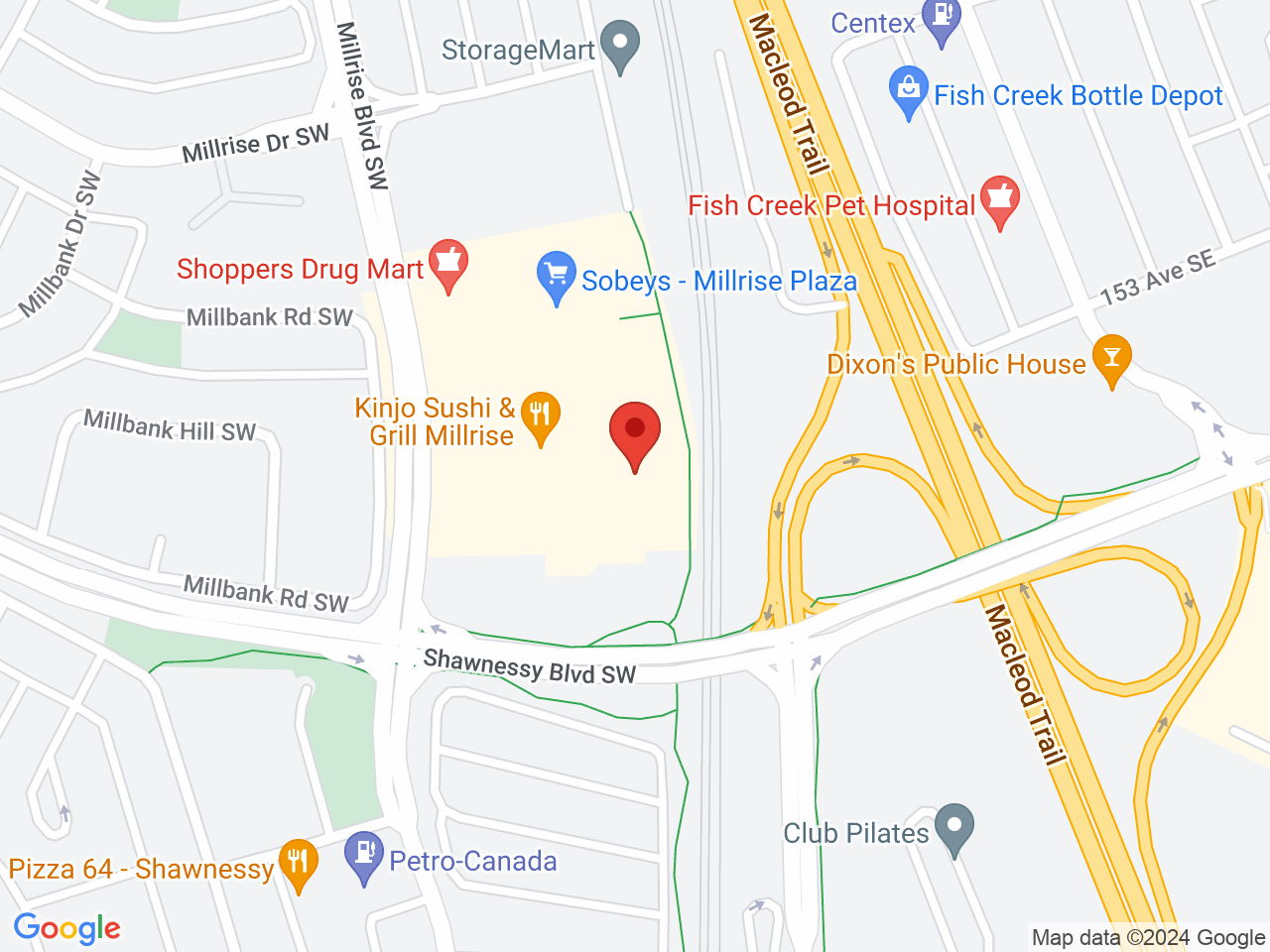 Street map for Spiritleaf Millrise, 3149-150 Millrise Boulevard SW, Calgary AB