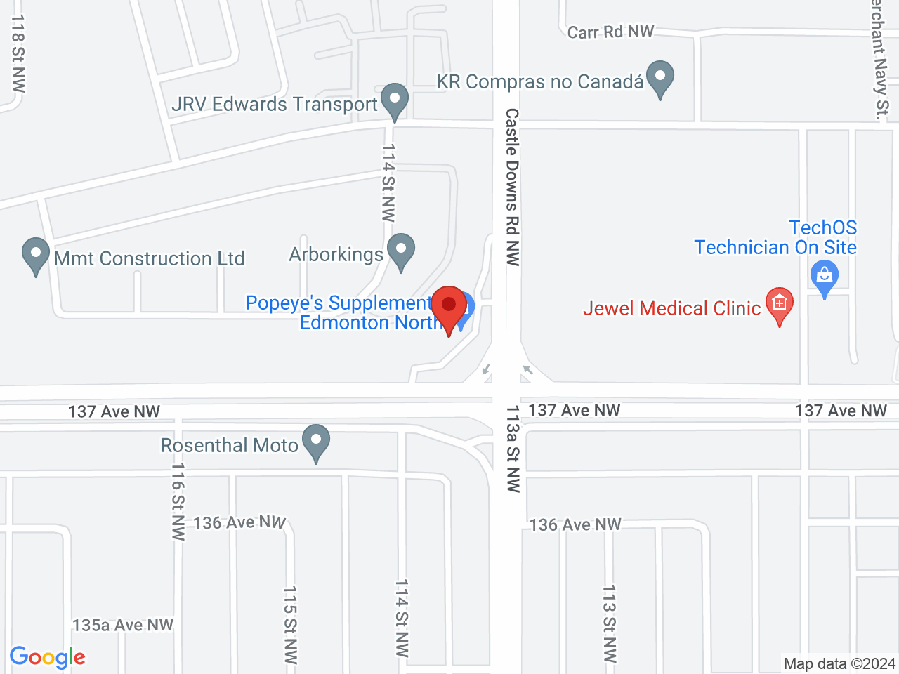 Street map for Uncle Sam's Cannabis, 13712 Castle Downs Rd NW, Edmonton AB