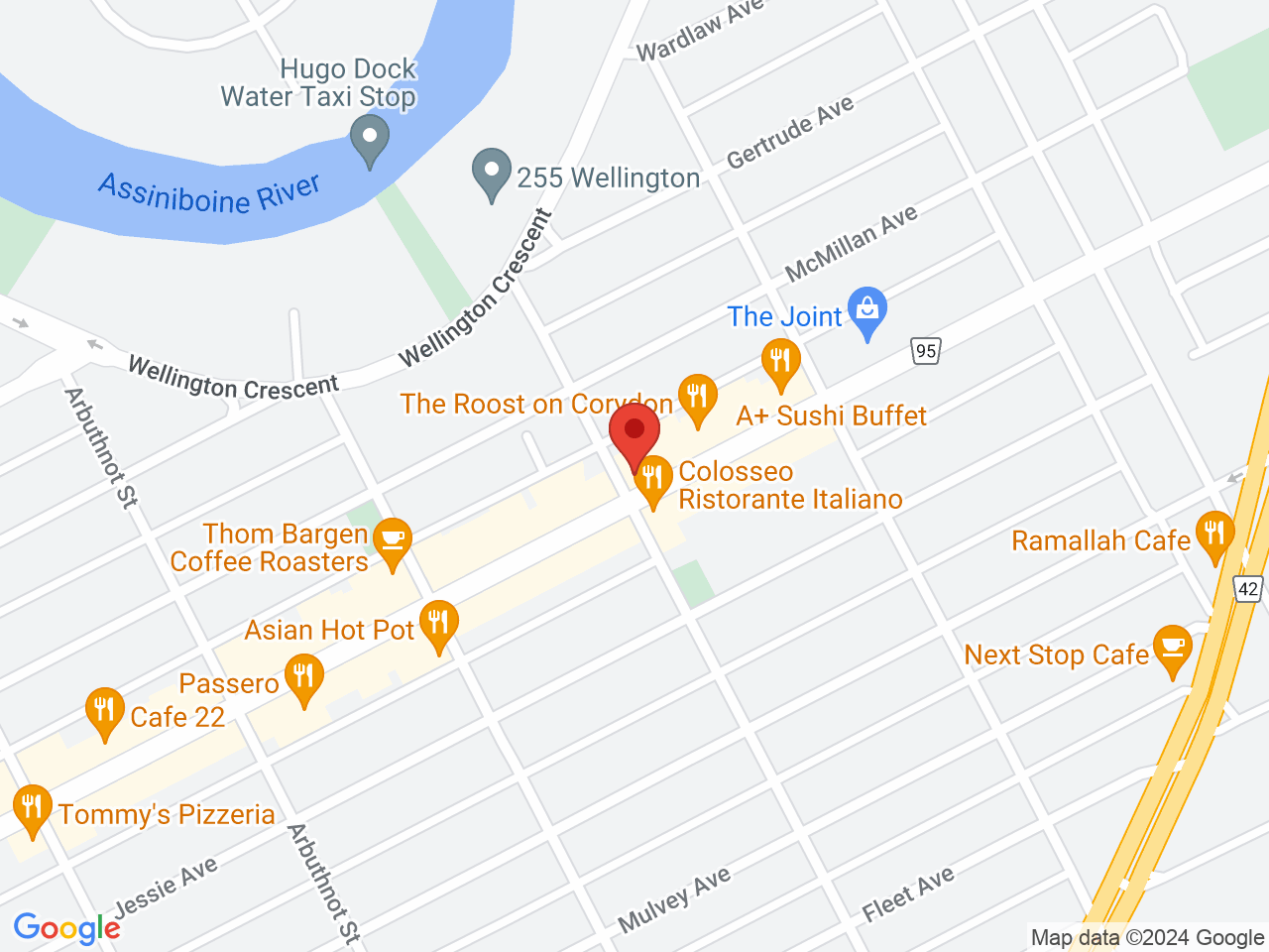 Street map for Cottontail Cannabis Co., 671 Corydon Ave, Winnipeg MB