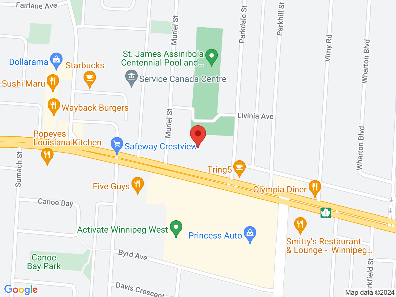 Street map for Delta 9 Cannabis Store, 3321 Portage Ave, Winnipeg MB