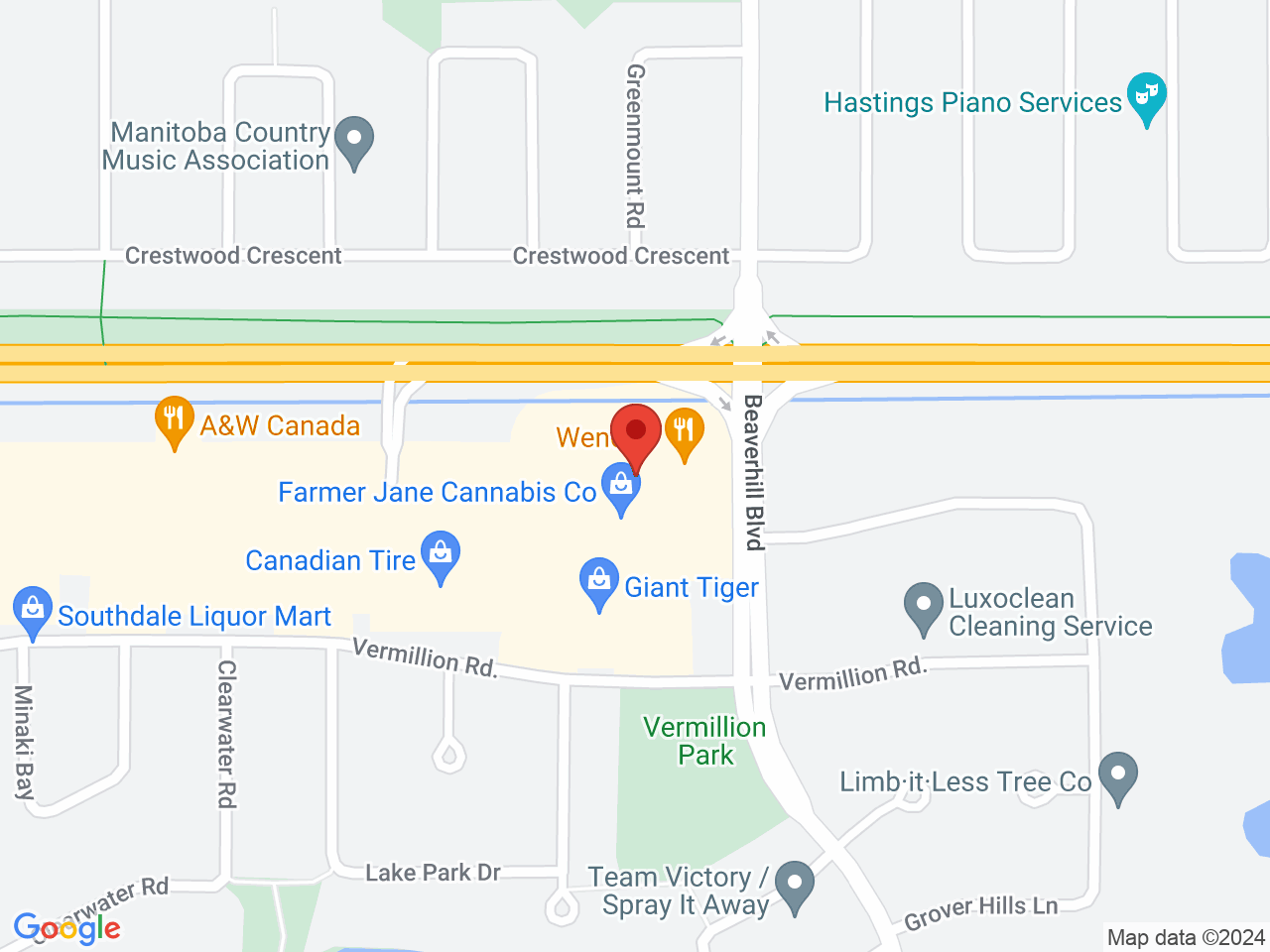 Street map for Farmer Jane Cannabis Co., 235 Vermillion Rd, Winnipeg MB