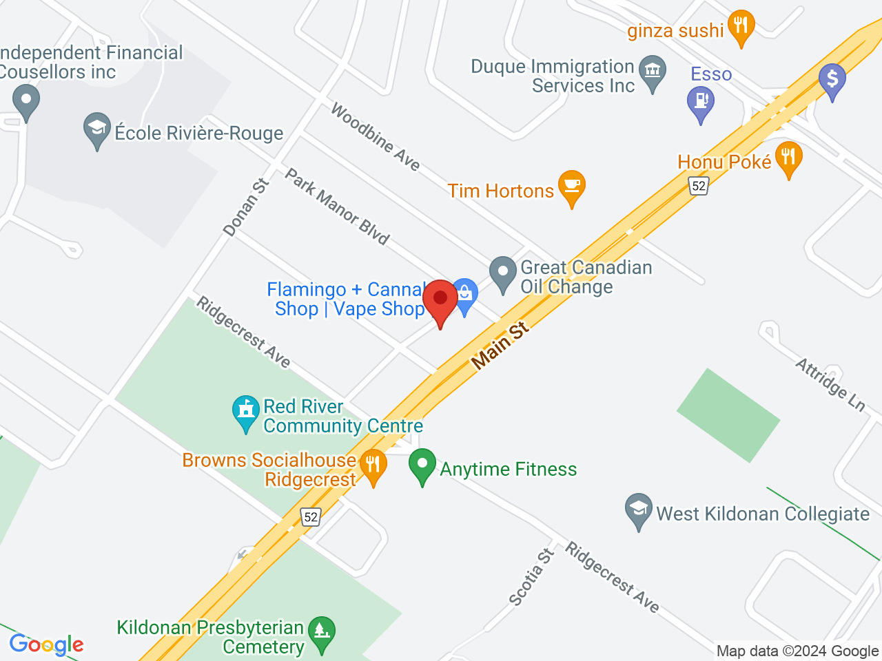 Street map for Flamingo + Cannabis, 2450 Main St, Winnipeg MB