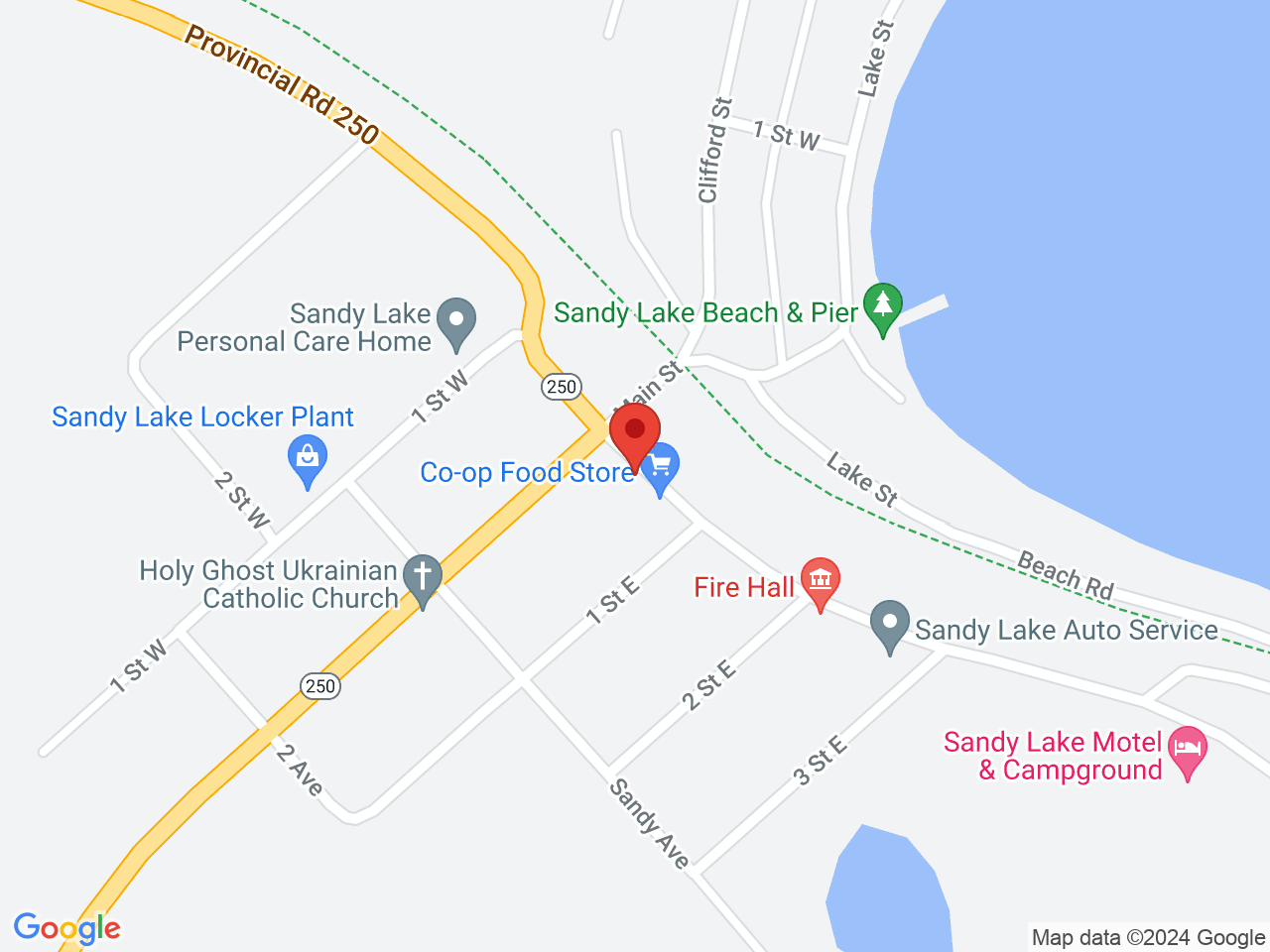 Street map for Lyons Roar, 110 Railway Ave, Sandy Lake MB