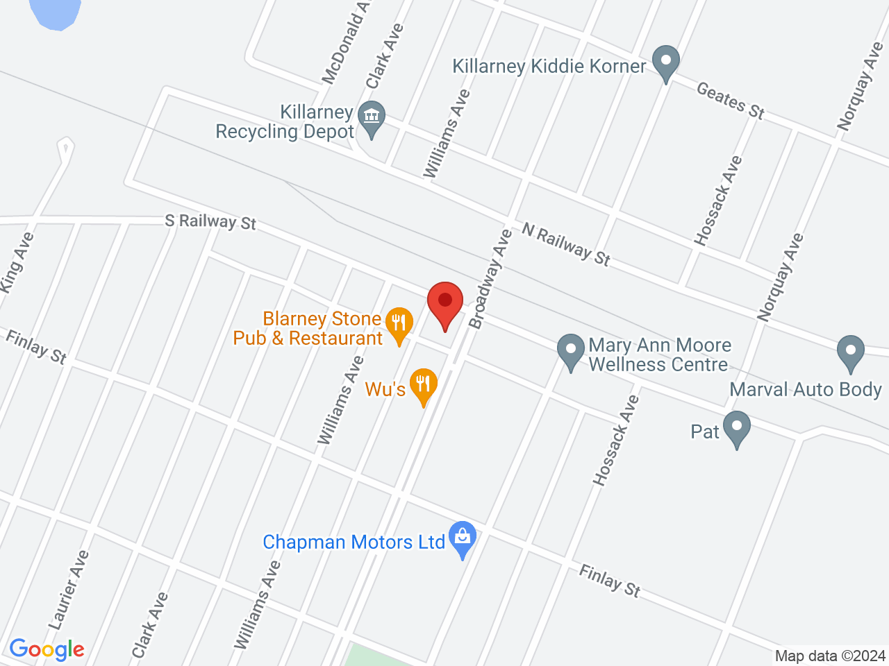 Street map for King Bud Cannabis, 543 Broadway Ave, Killarney MB