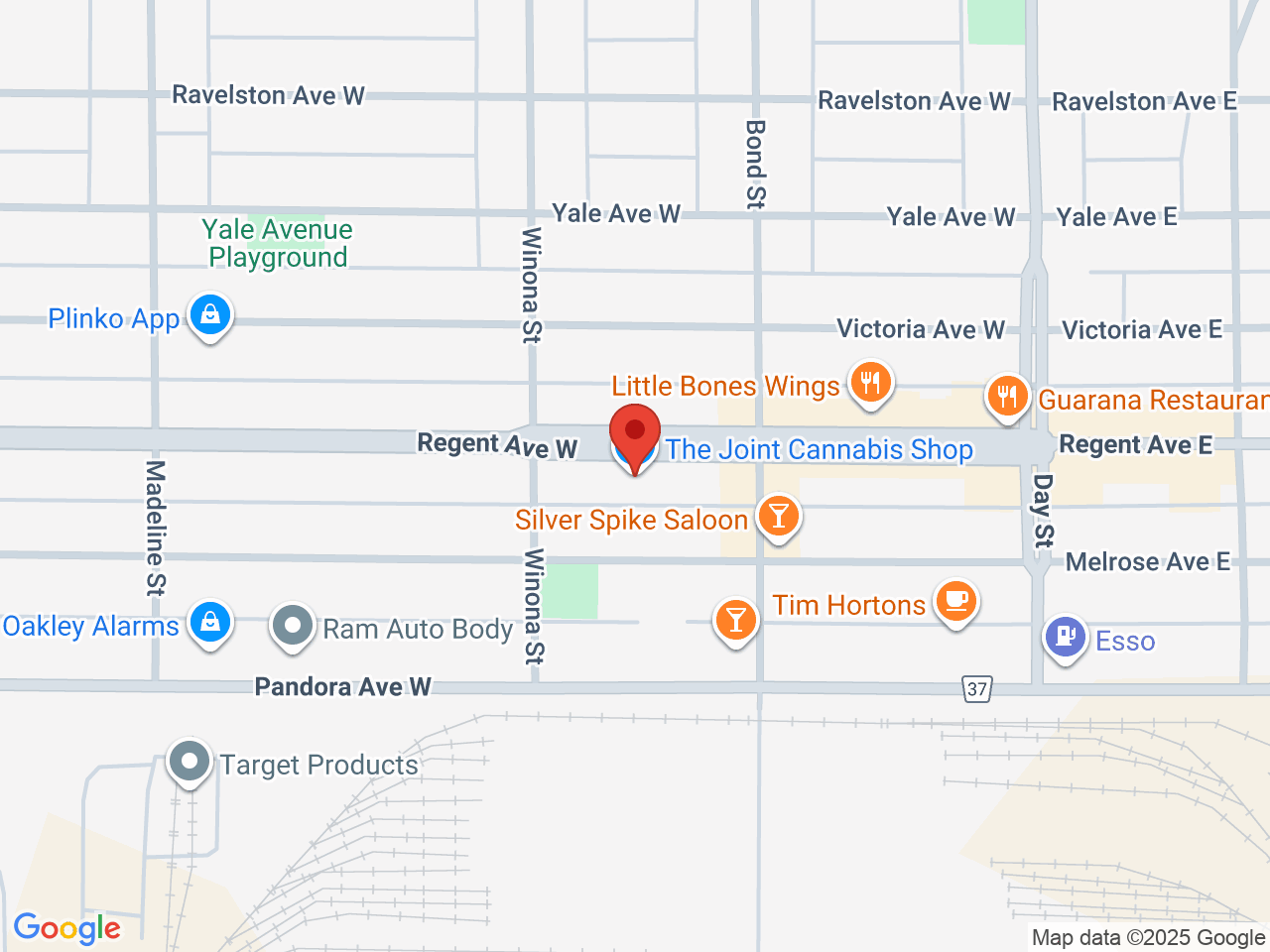 Street map for The Joint Cannabis, 218 Regent Ave W, Winnipeg MB