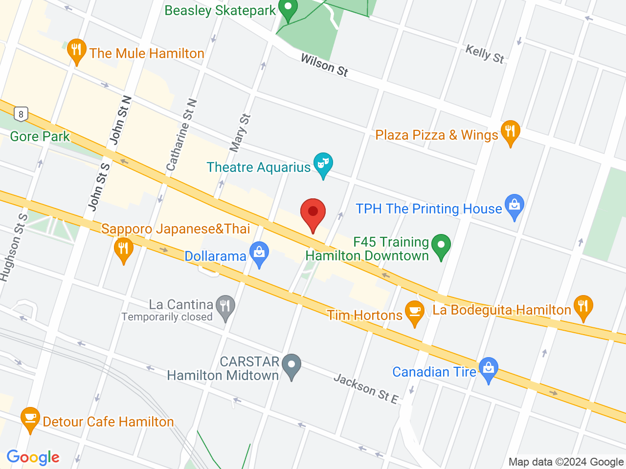 Street map for Crafted Nugs Cannabis Co, 237 King St E, Hamilton ON