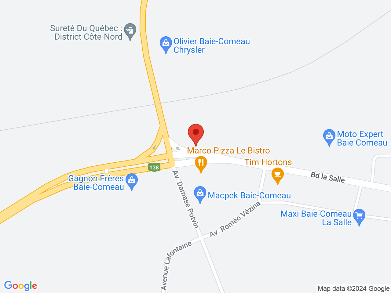 Street map for SQDC Baie-Comeau, 337, boul. La Salle, Baie-Comeau QC