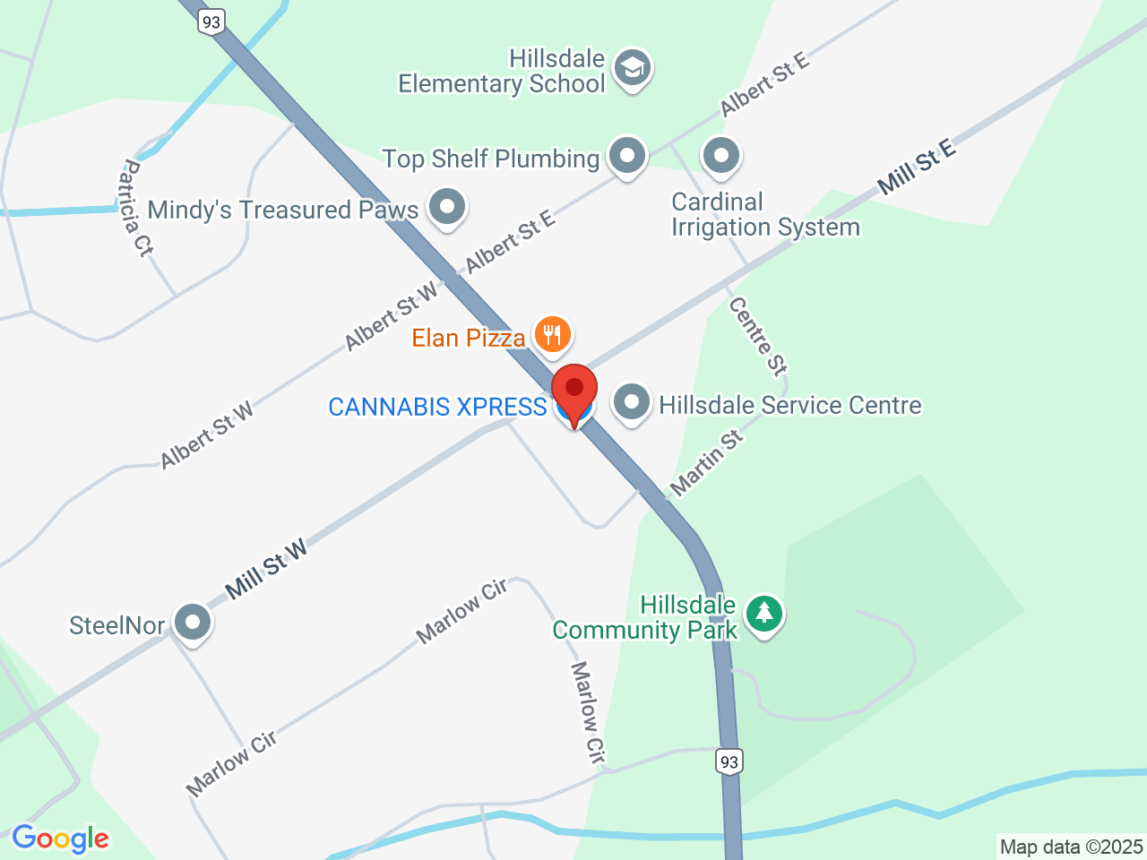 Street map for Cannabis Xpress, 4570 Penetanguishene Road, Hillsdale ON