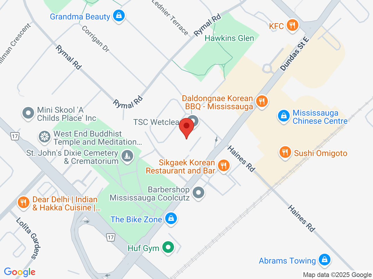 Street map for Ganjika House, 801 Dundas St E, Mississauga ON