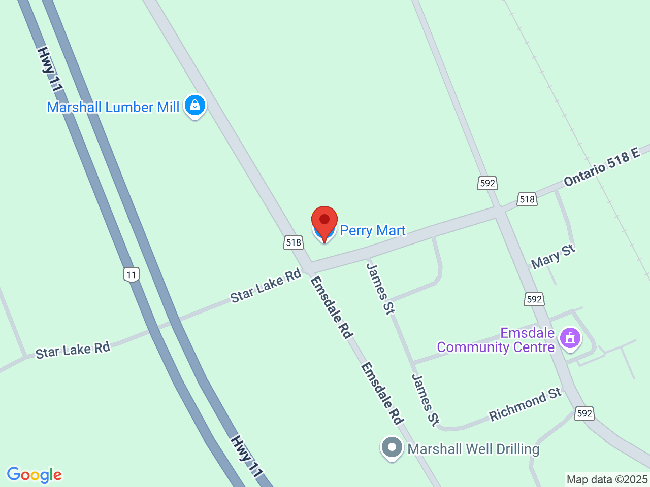 Street map for Pure Plant Cannabis, 12 ON-518 Unit C, Emsdale ON