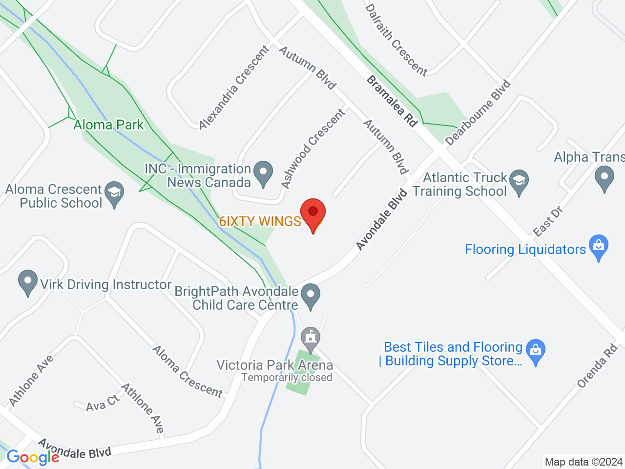 Street map for Oki Cannabis, 34 Avondale Blvd, Suite 2, Brampton ON
