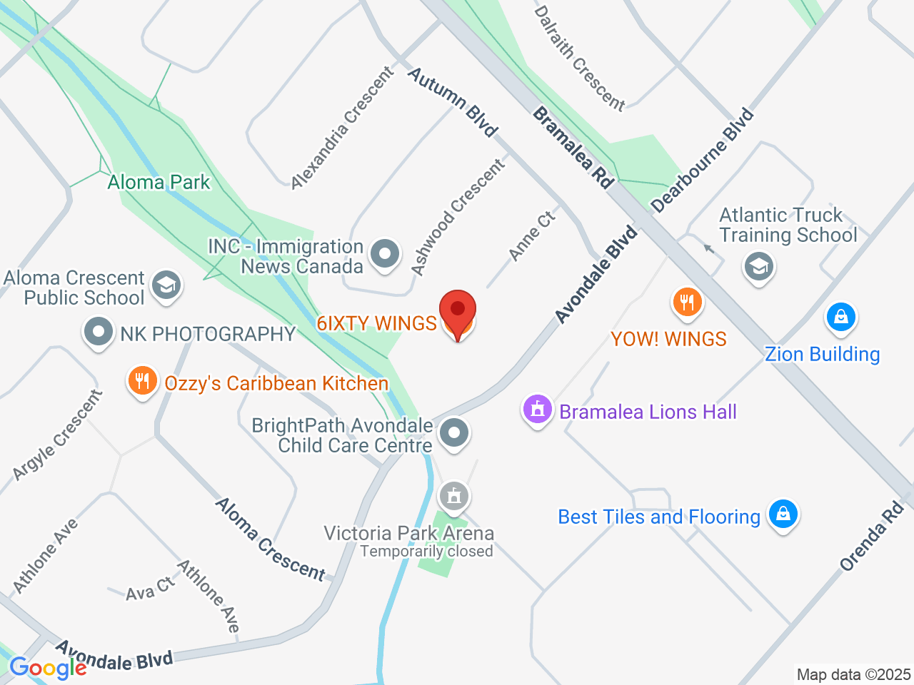 Street map for Oki Cannabis, 34 Avondale Blvd, Suite 2, Brampton ON