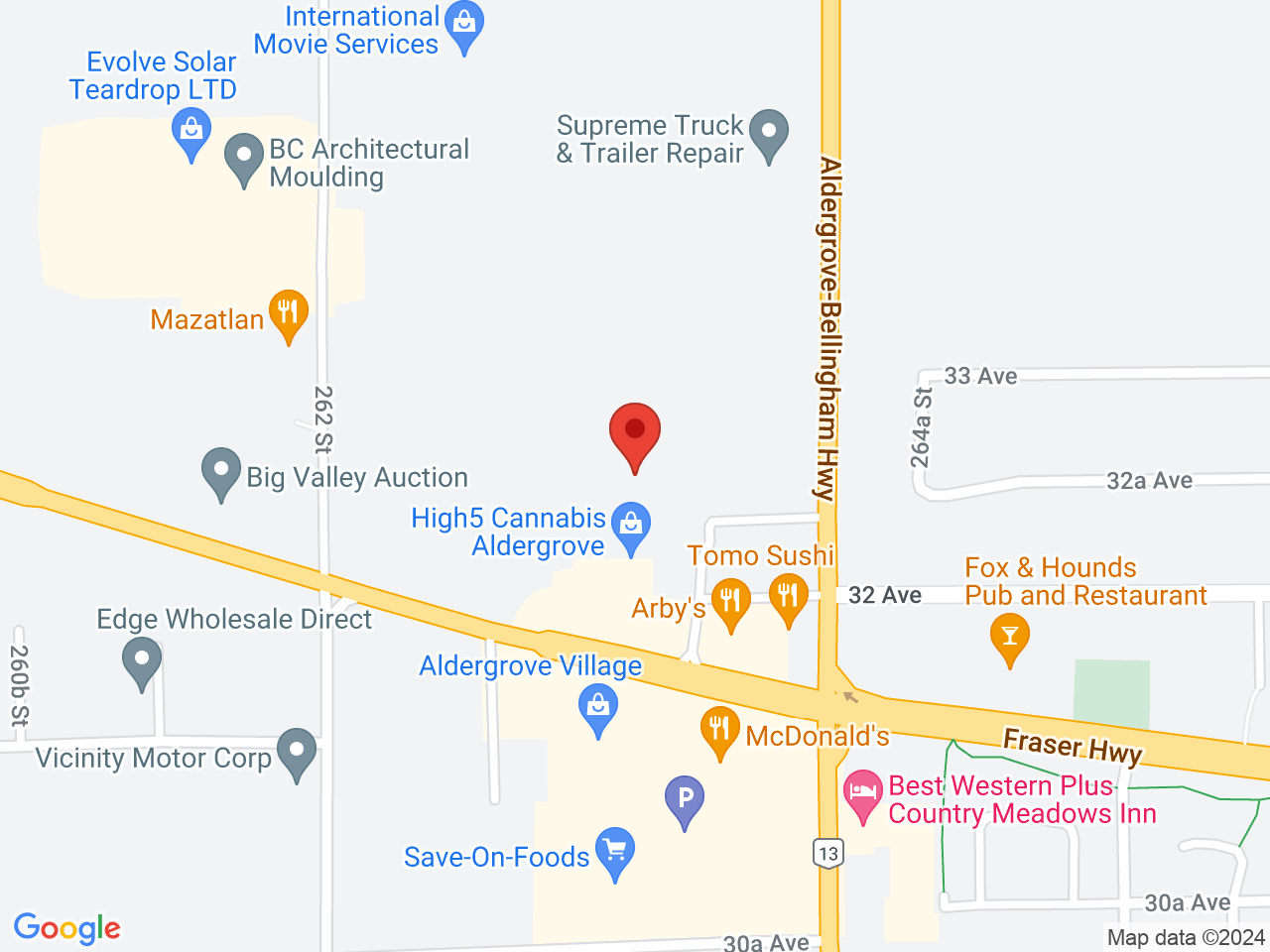 Street map for High5 Cannabis Aldergrove, 3227 264 St #5, Aldergrove BC