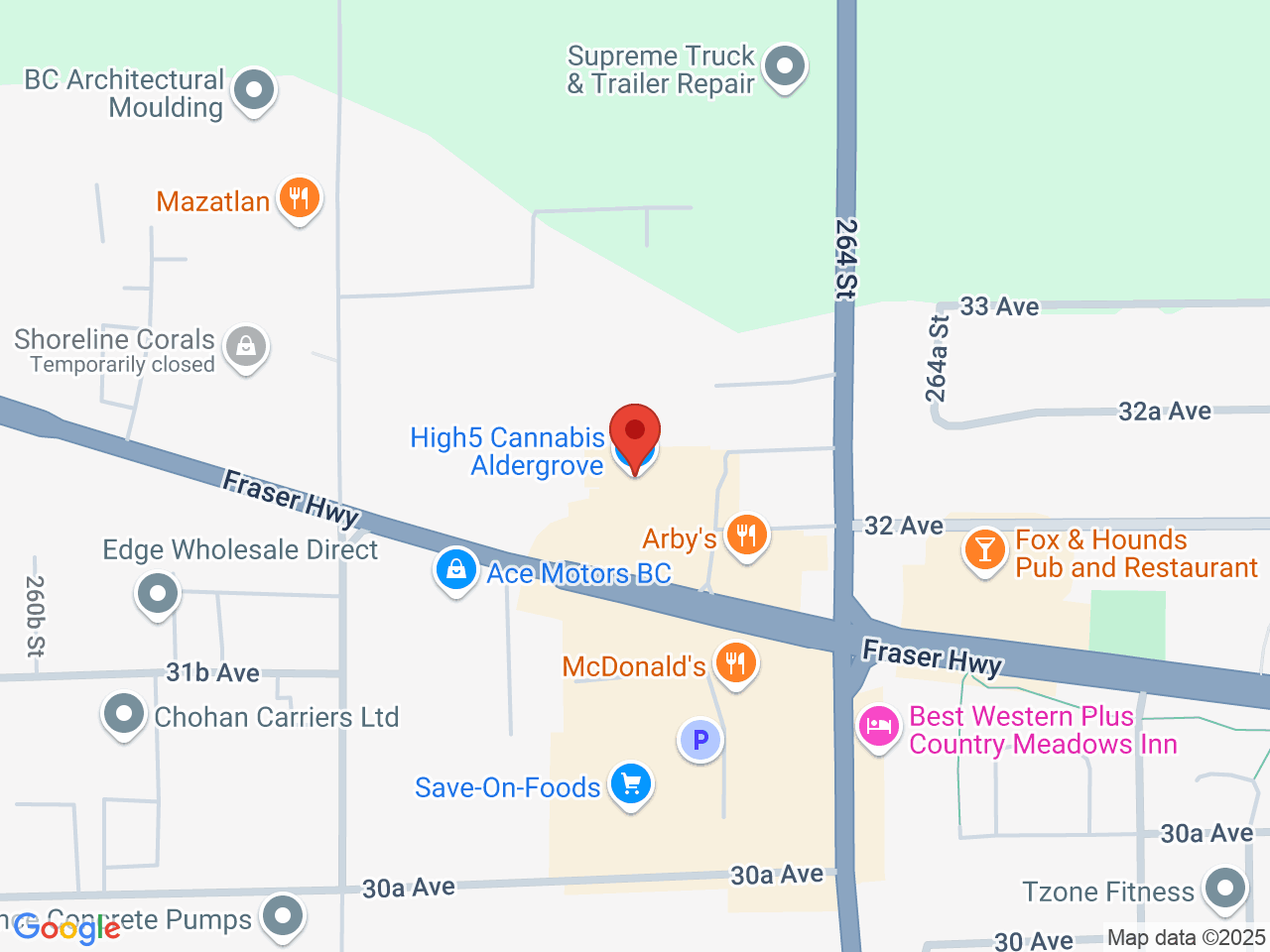 Street map for High5 Cannabis Aldergrove, 3227 264 St #5, Aldergrove BC