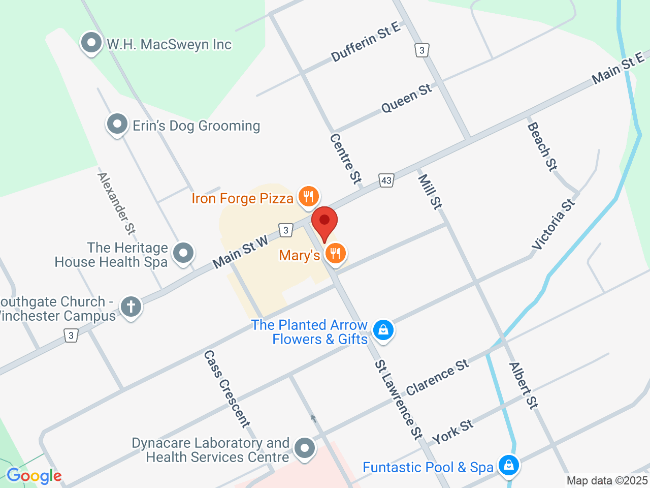 Street map for Bluebird Cannabis Co., 507 St Lawrence St, Winchester ON