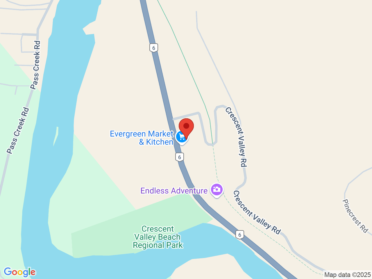 Street map for Abraxas Cannabis Co, 1290 Highway 6, Crescent Valley BC