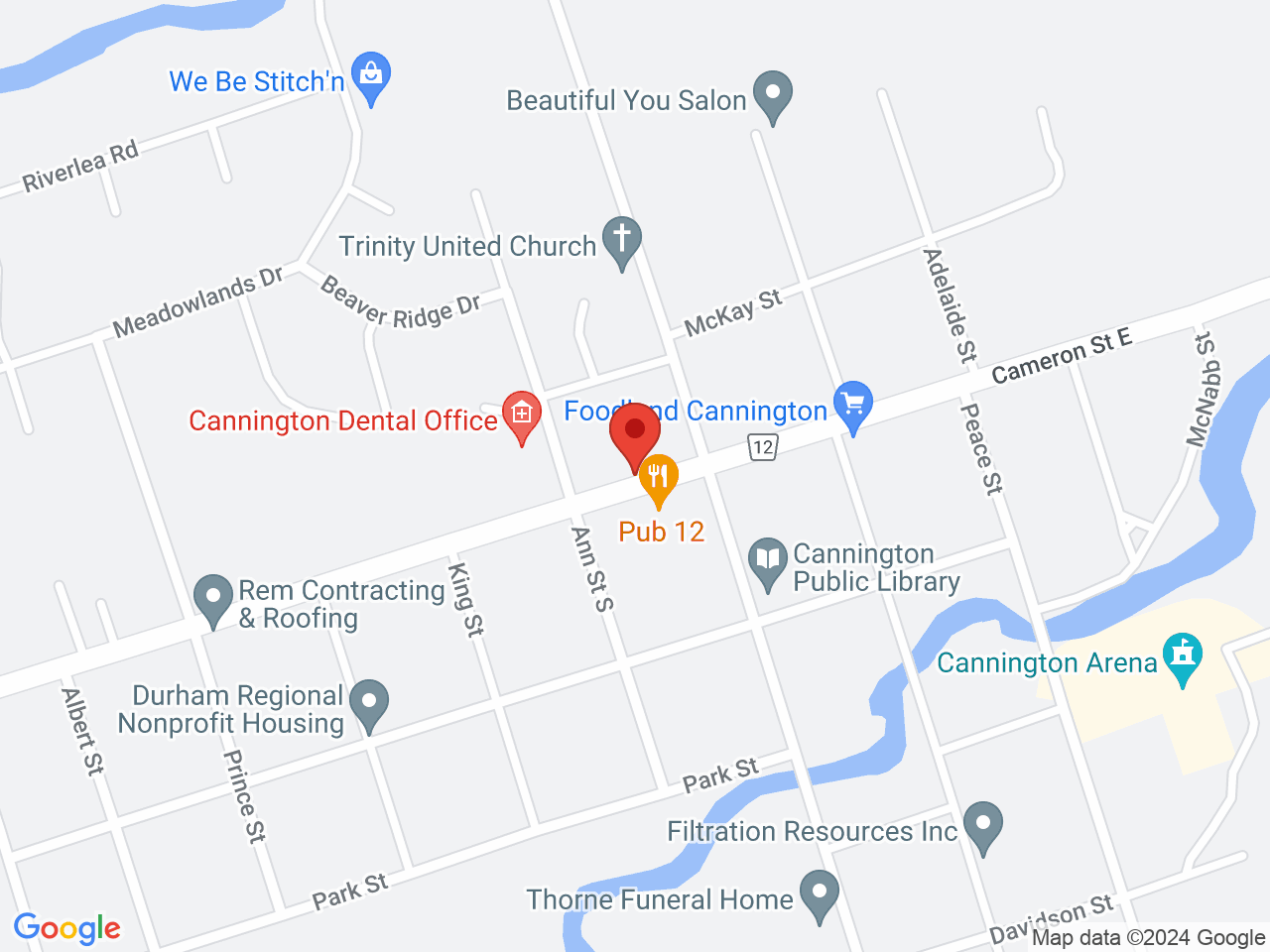 Street map for Bud Runners Cannabis, 17 Cameron St W, Cannington ON