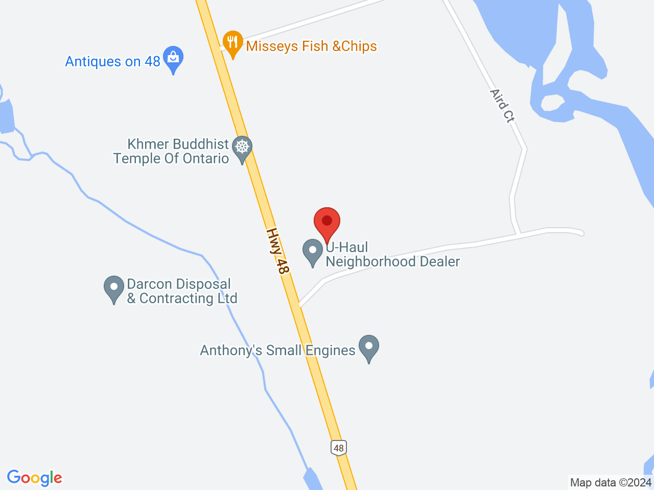 Street map for Bud's Cannabis Store, 23721 Highway 48, Baldwin ON