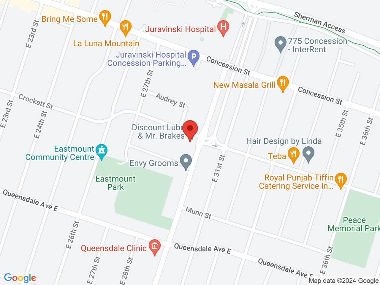 Street map for Cannabis Cupboard, 410 Upper Sherman Ave, Hamilton ON