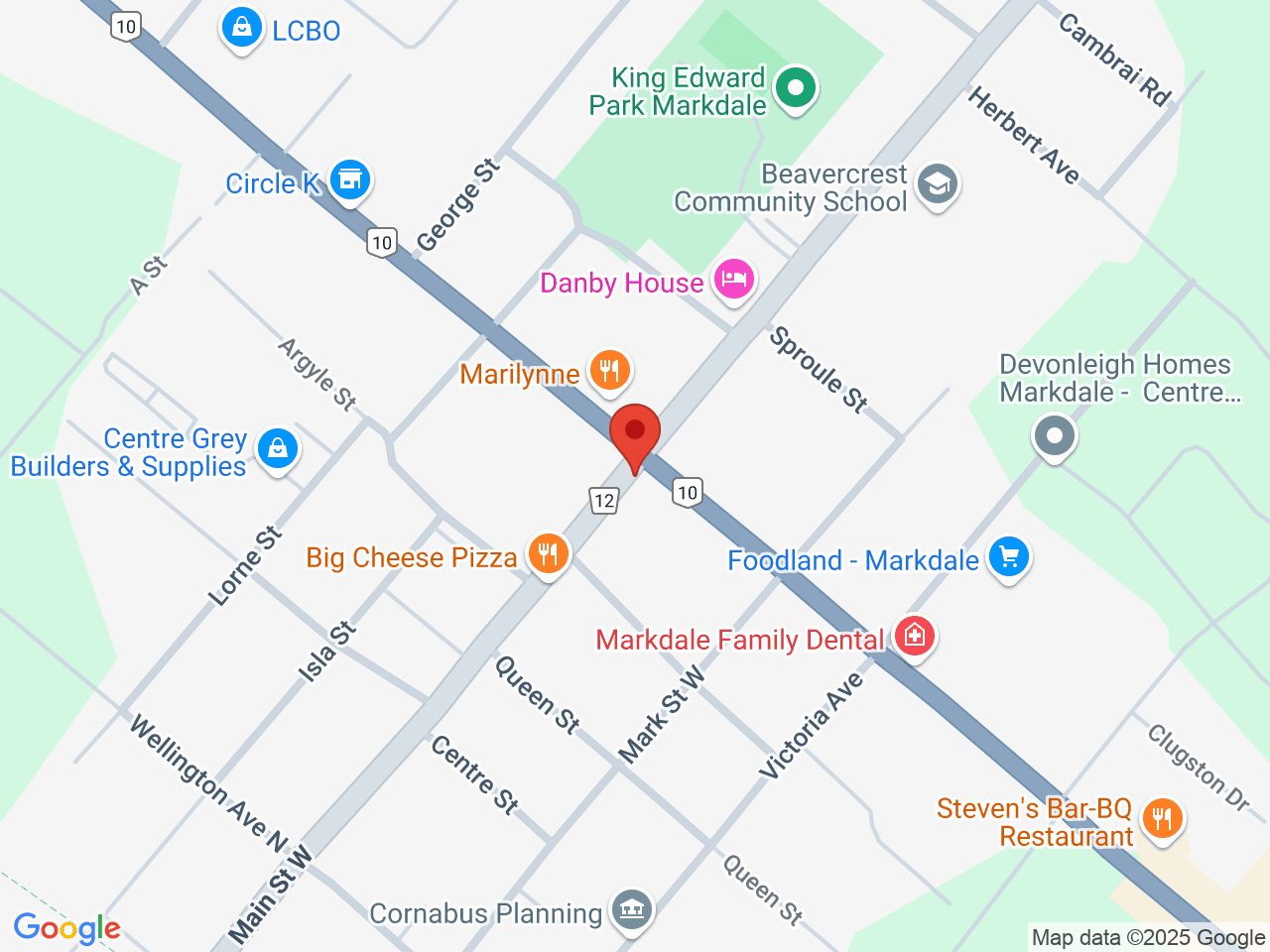 Street map for Cannabis Stop Inc, 2 Toronto St S, Markdale ON