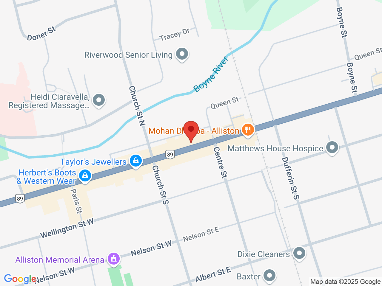 Street map for CannaCo Cannabis Company, 42 Victoria St E, Alliston ON