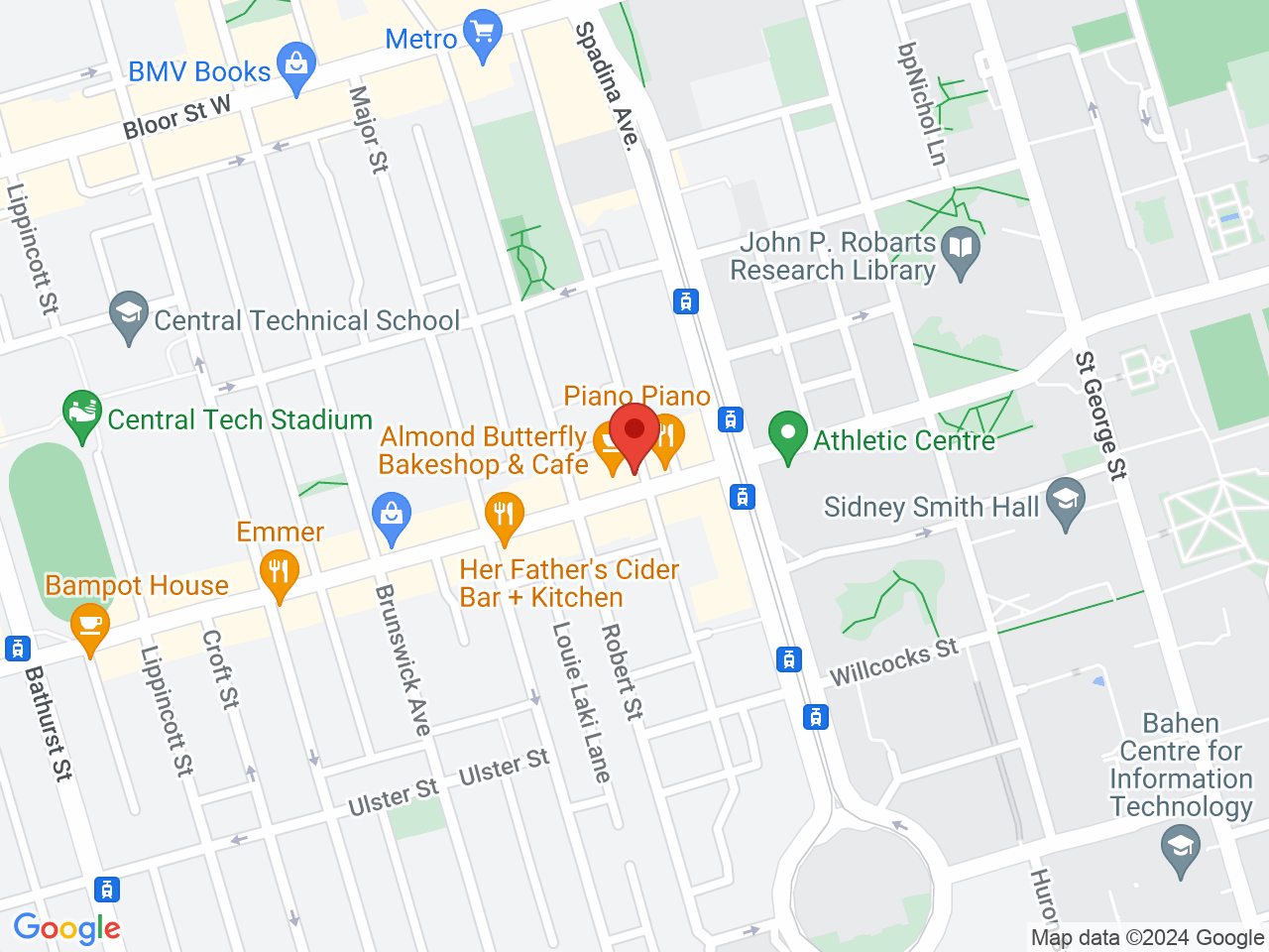 Street map for Canvas Cannabis, 94 Harbord St, Toronto ON