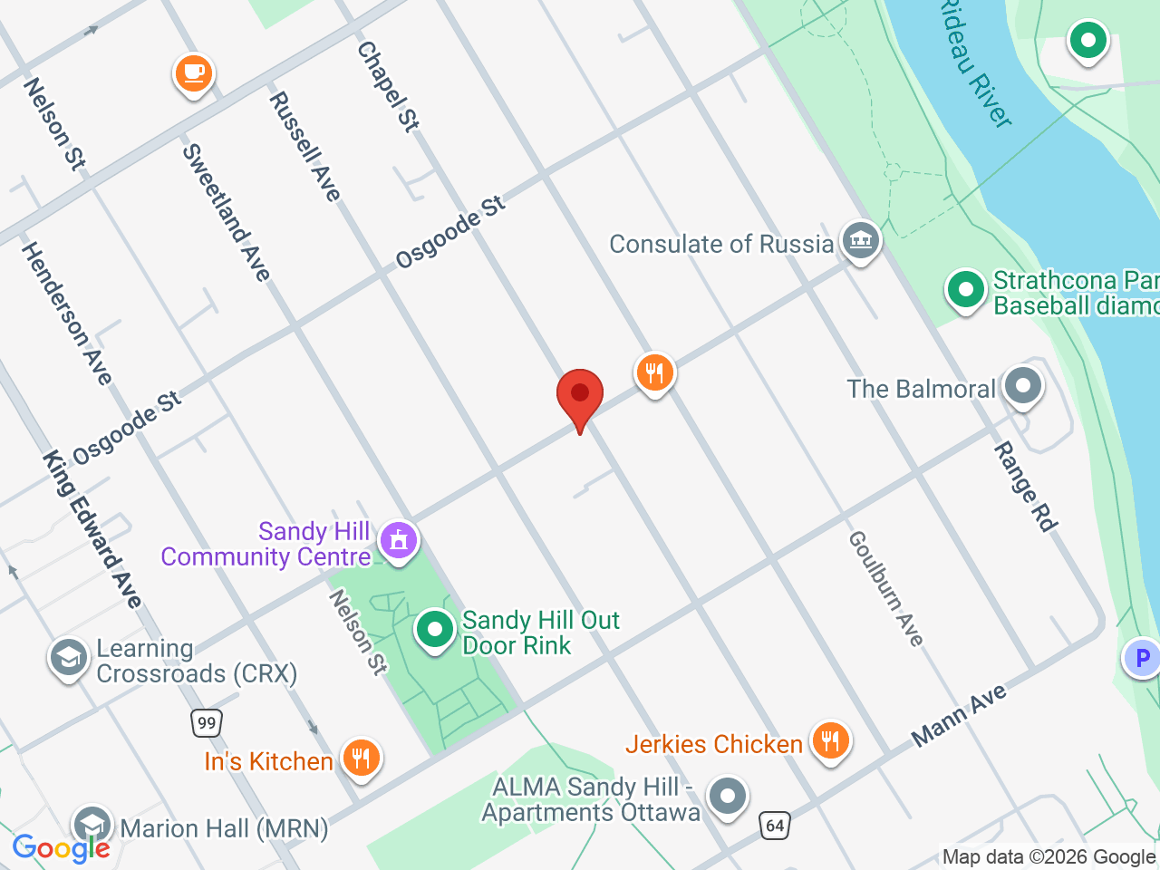 Street map for Banana Express Cannabis, 312 Somerset St E, Ottawa ON