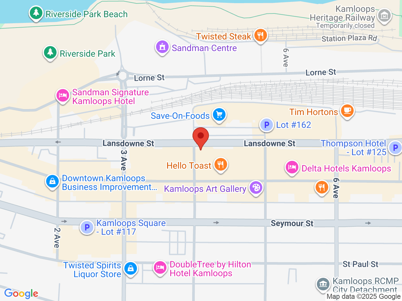 Street map for Dazed Cannabis, 125 4th Ave #100, Kamloops BC