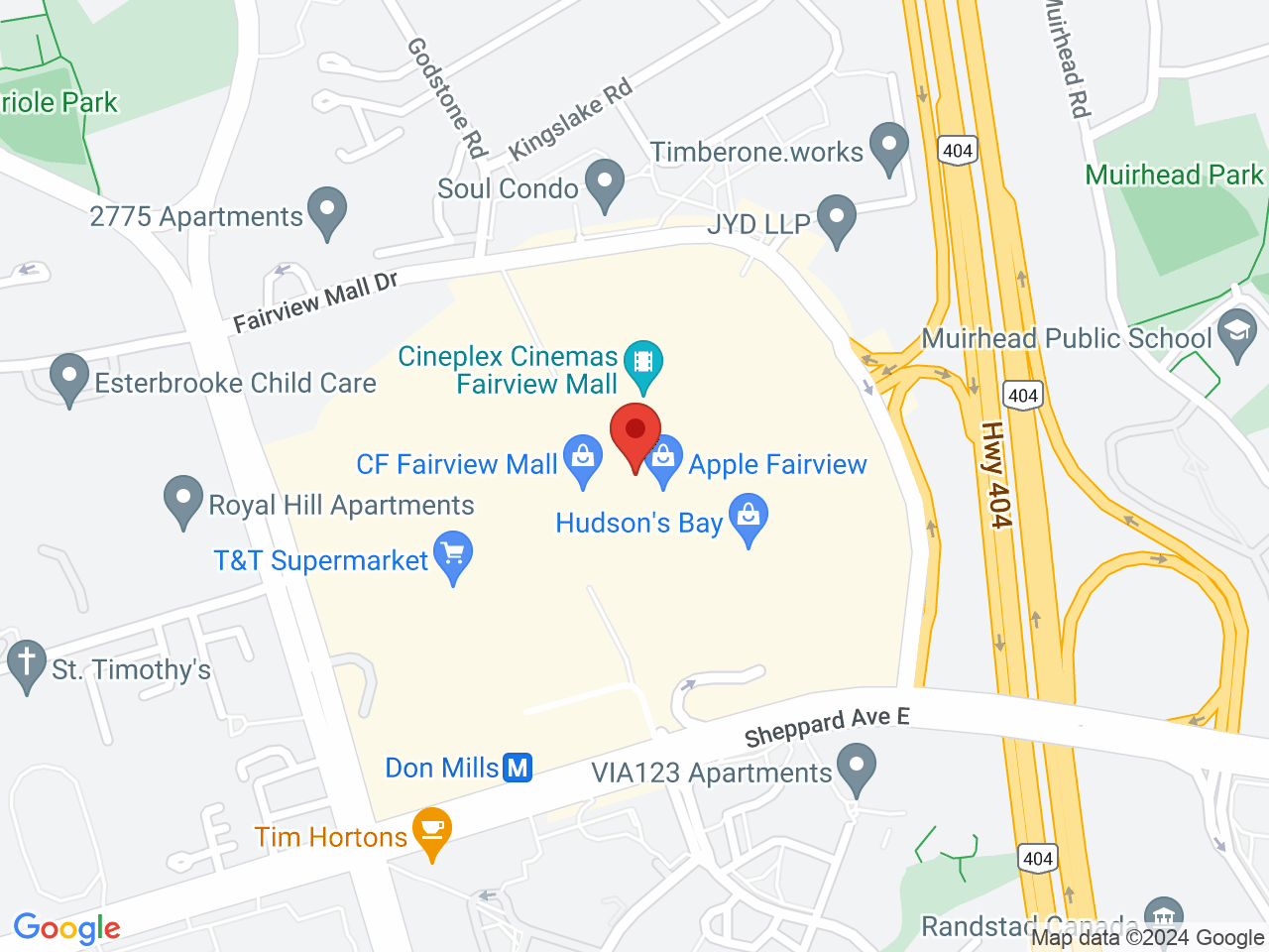 Street map for Fika Local Fairview Mall, 1800 Sheppard Ave E, Toronto ON