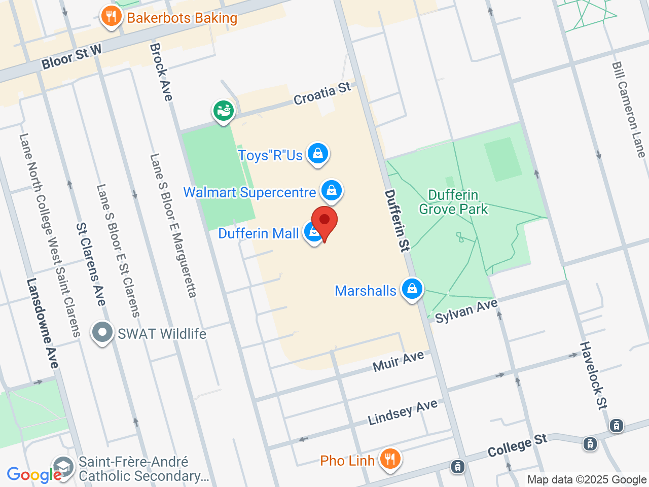 Street map for Fika Local Dufferin Mall, 900 Dufferin St Unit 38, Toronto ON