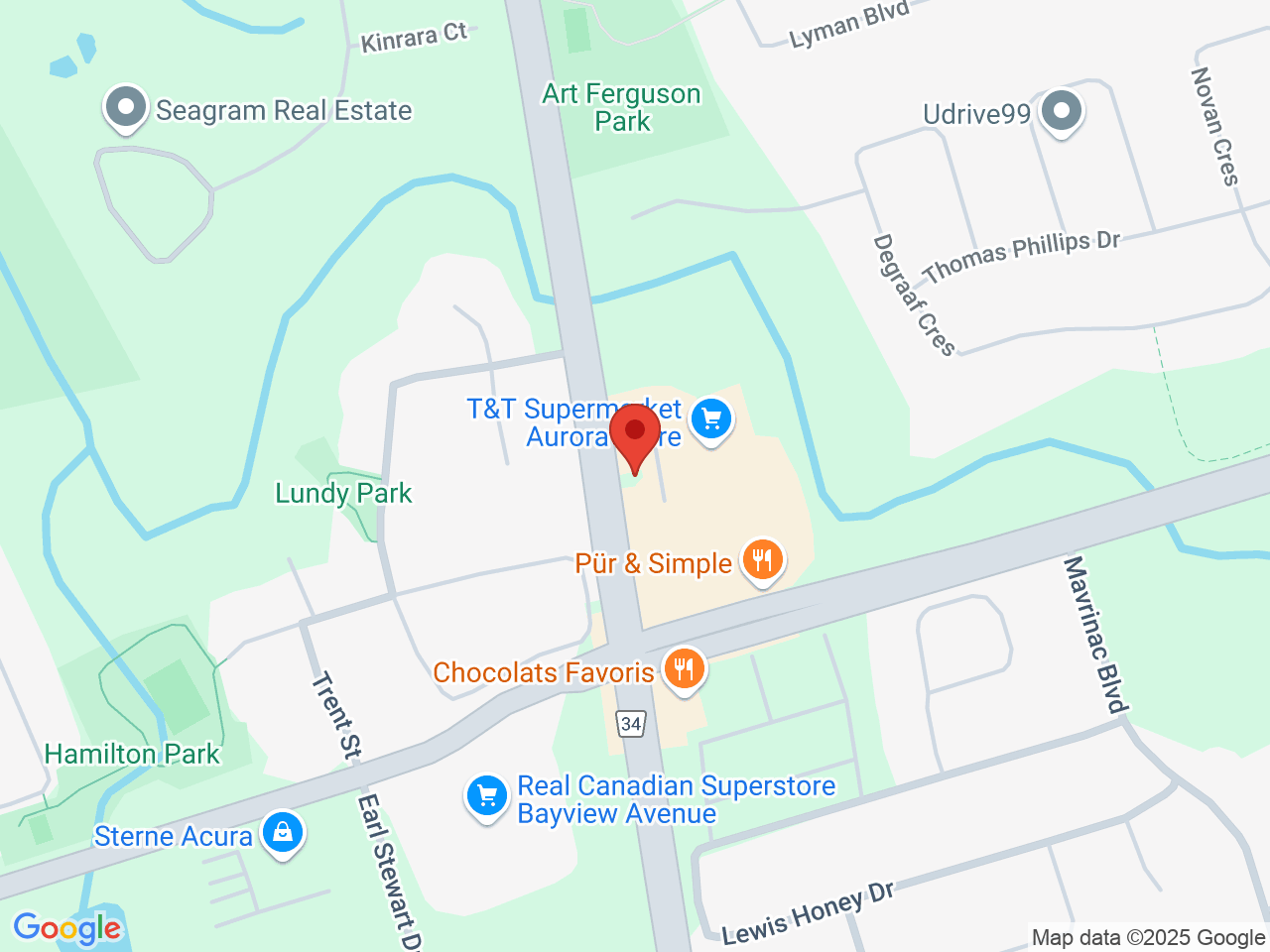 Street map for The Woods Cannabis, 16015 Bayview Ave, Aurora ON