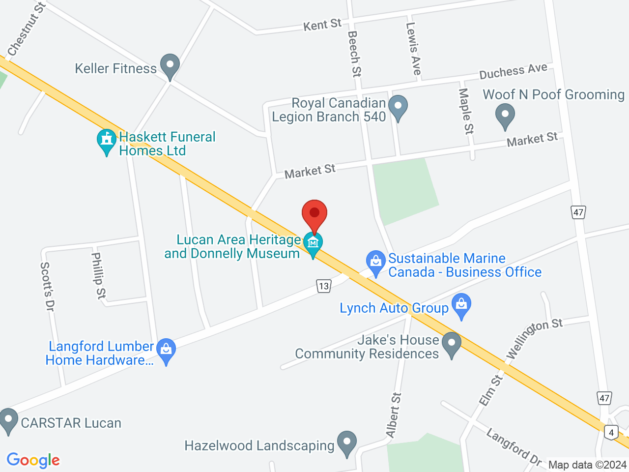 Street map for Chill Cannabis, 174 Main St, Lucan ON