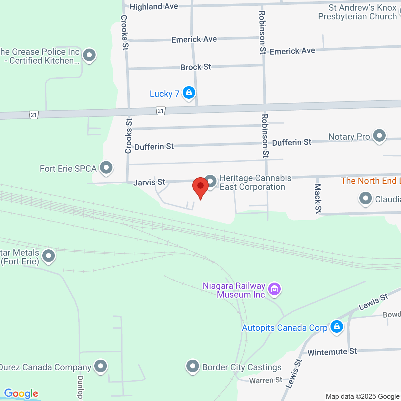 Street map for Heritage Cannabis East Corp, 333 Jarvis St, Fort Erie ON