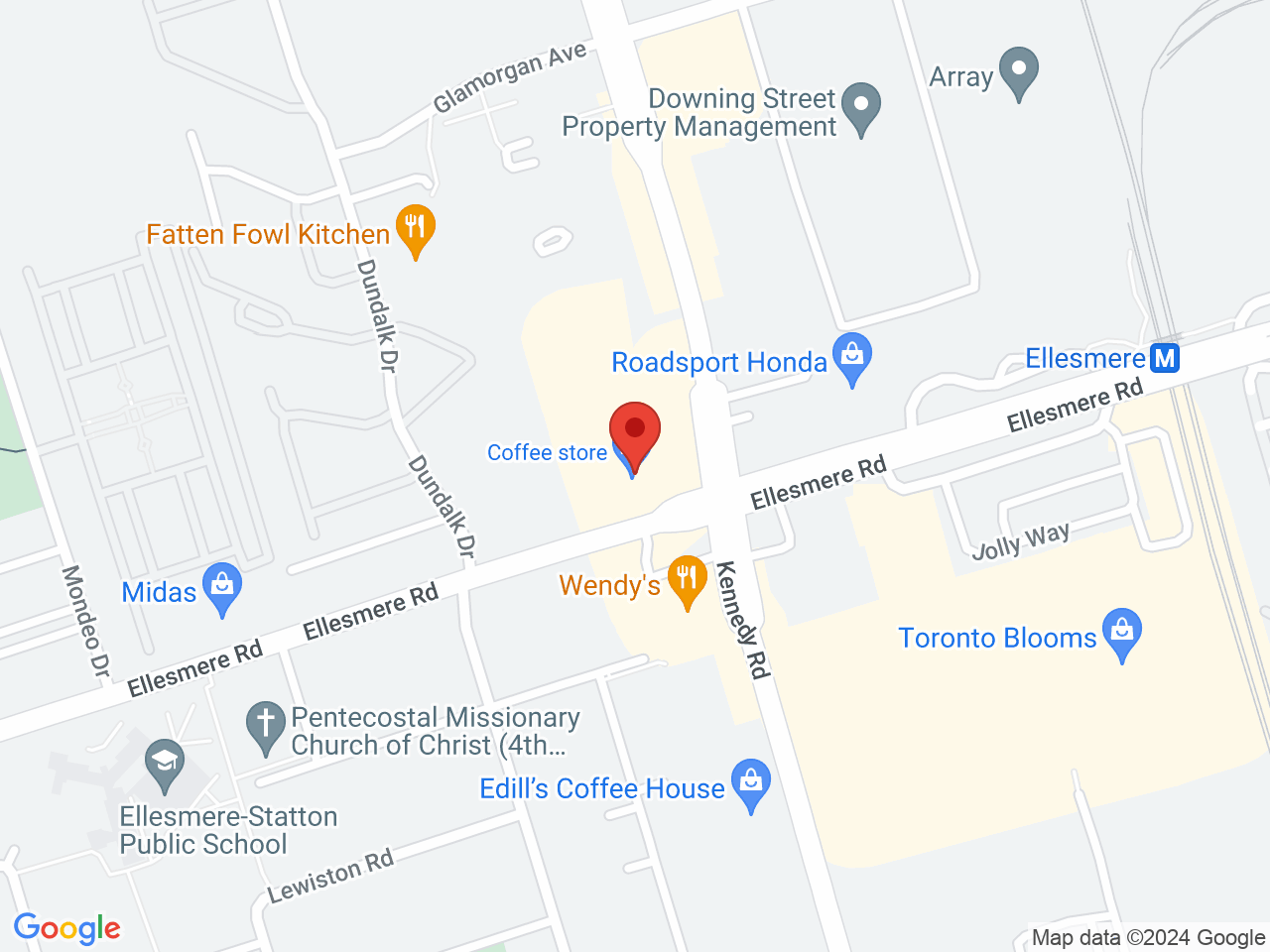 Street map for Flowers Cannabis, 880 Ellesmere Rd Unit 104, Scarborough ON