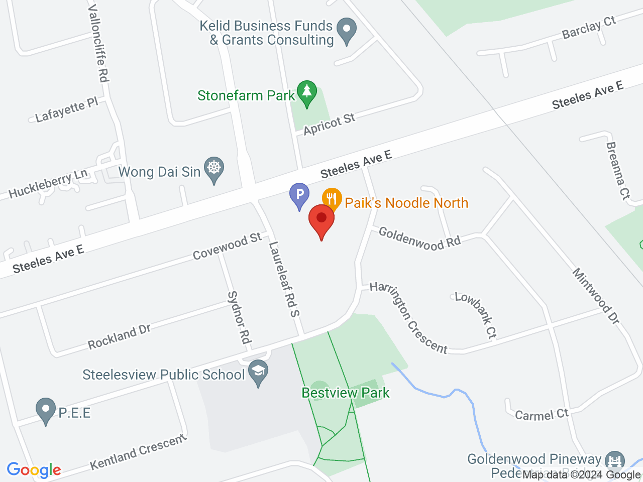 Street map for Fogtown Flower Shop, 1529 Steeles Ave E, North York ON
