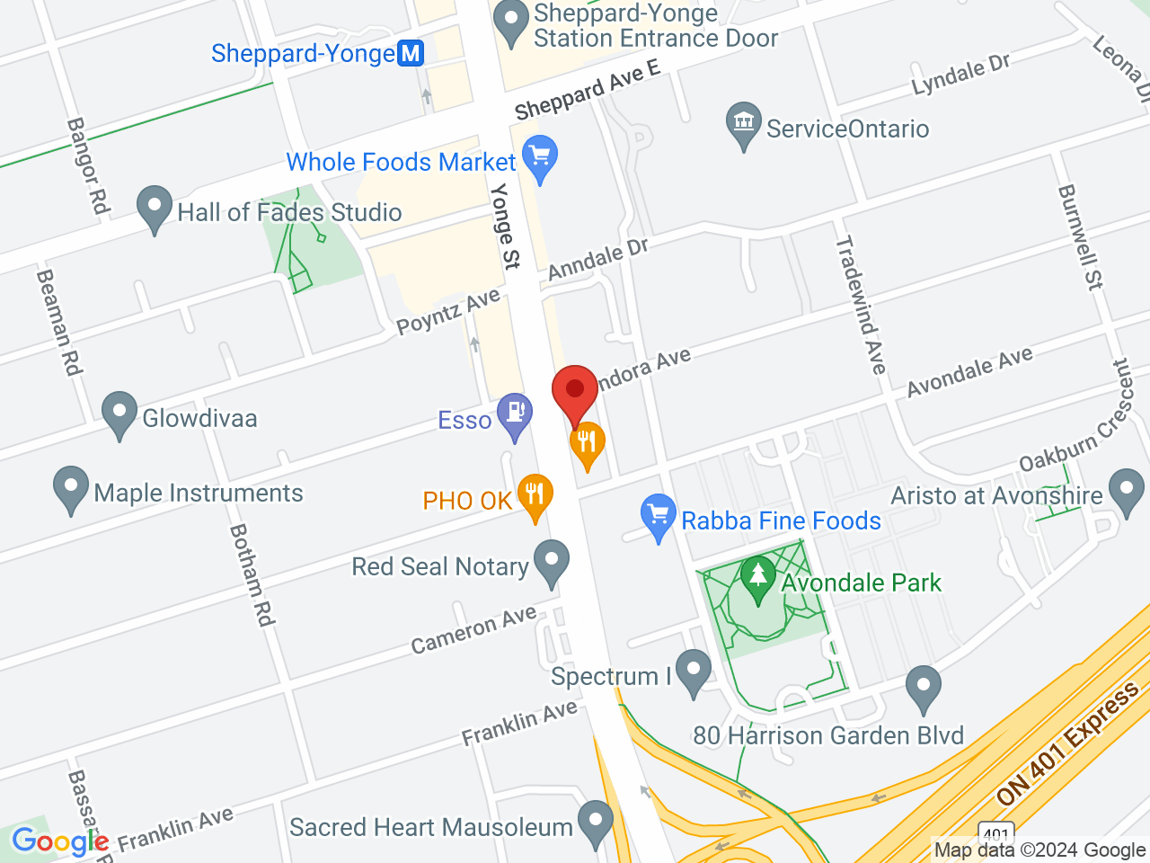 Street map for Fogtown Flower Shop, 4687 Yonge St, North York ON