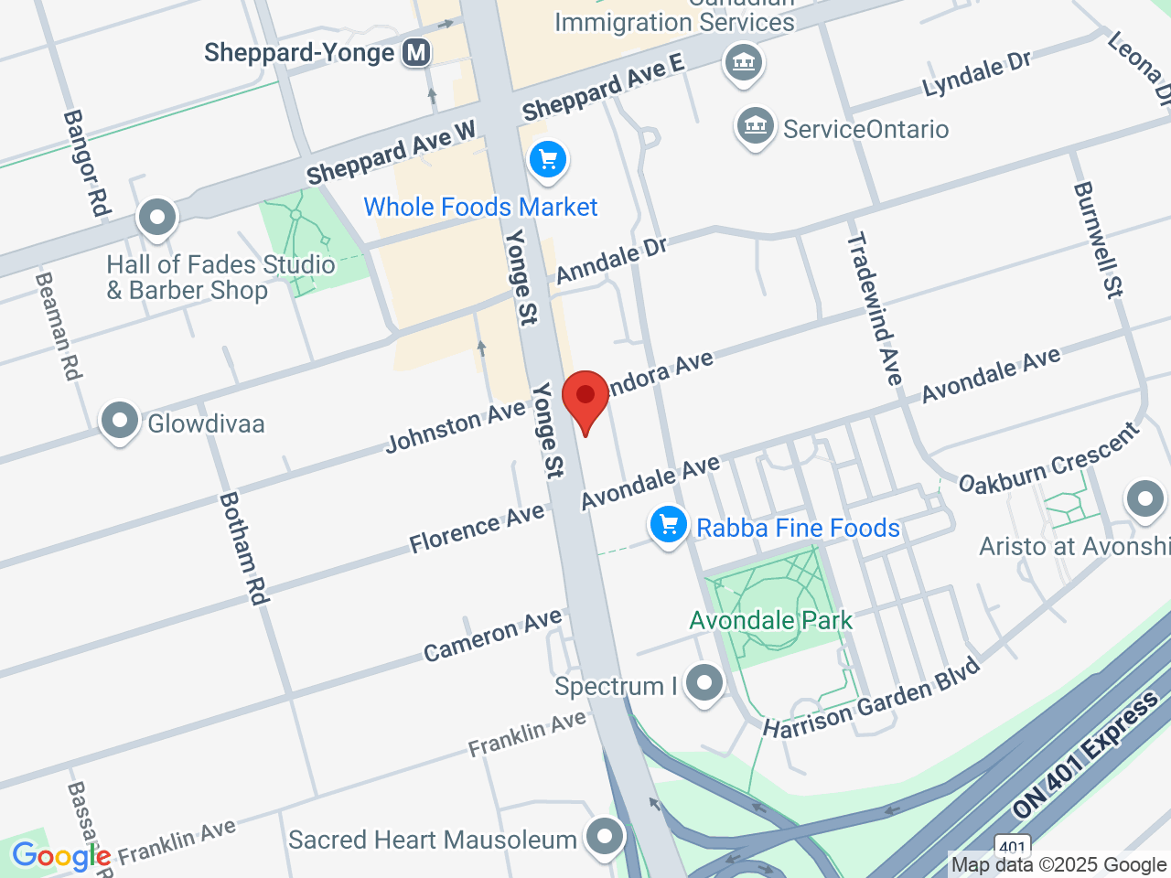 Street map for Fogtown Flower Shop, 4687 Yonge St, North York ON