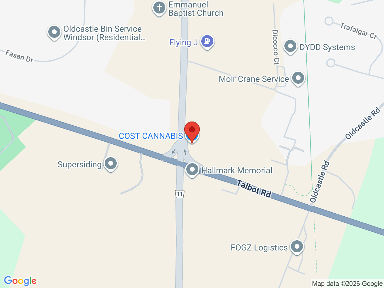 Street map for Cost Cannabis, 5580 Walker Road Unit #2, RR #1, Oldcastle ON