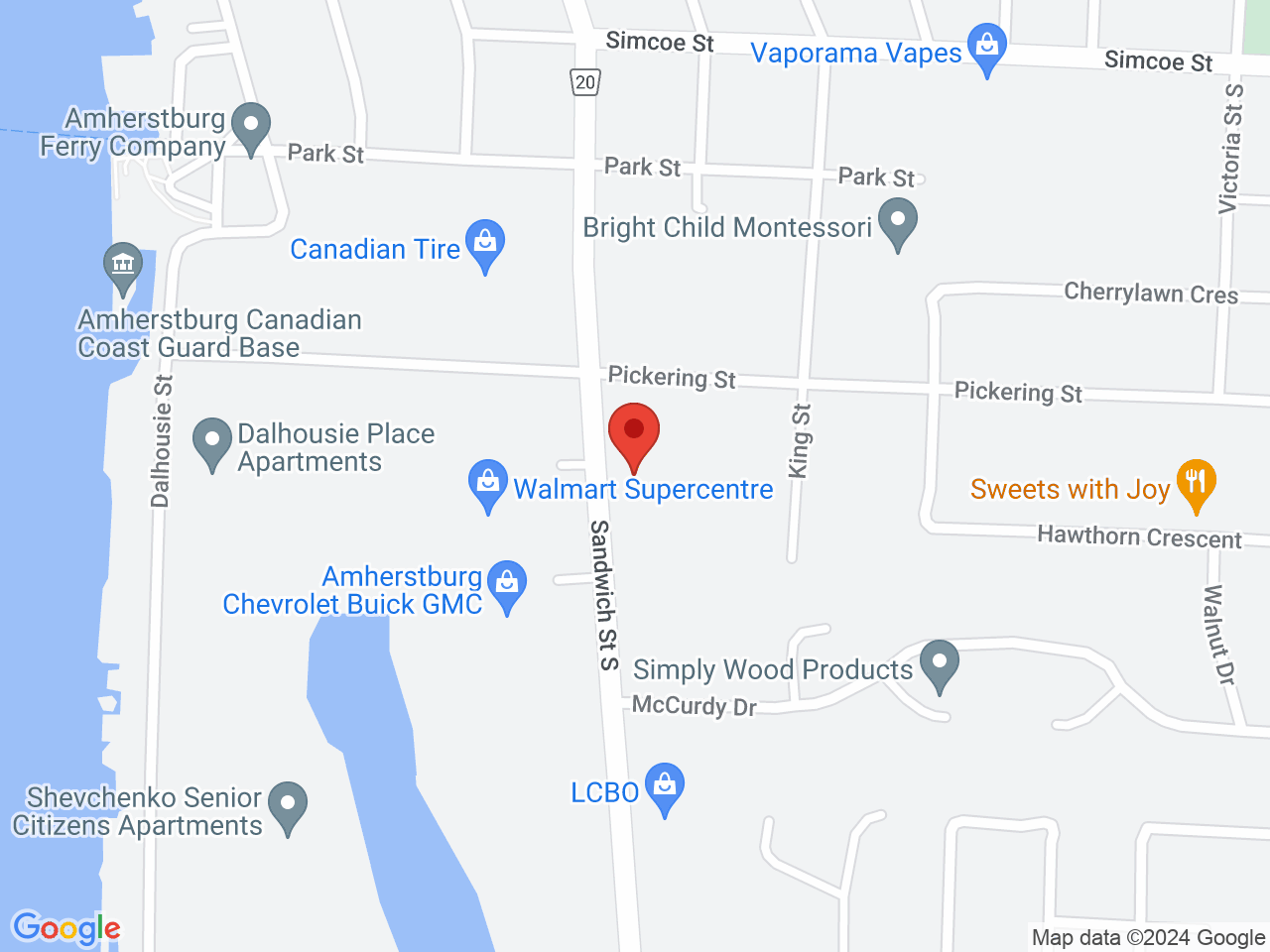 Street map for Discounted Cannabis, 421 Sandwich St S, Amherstburg ON