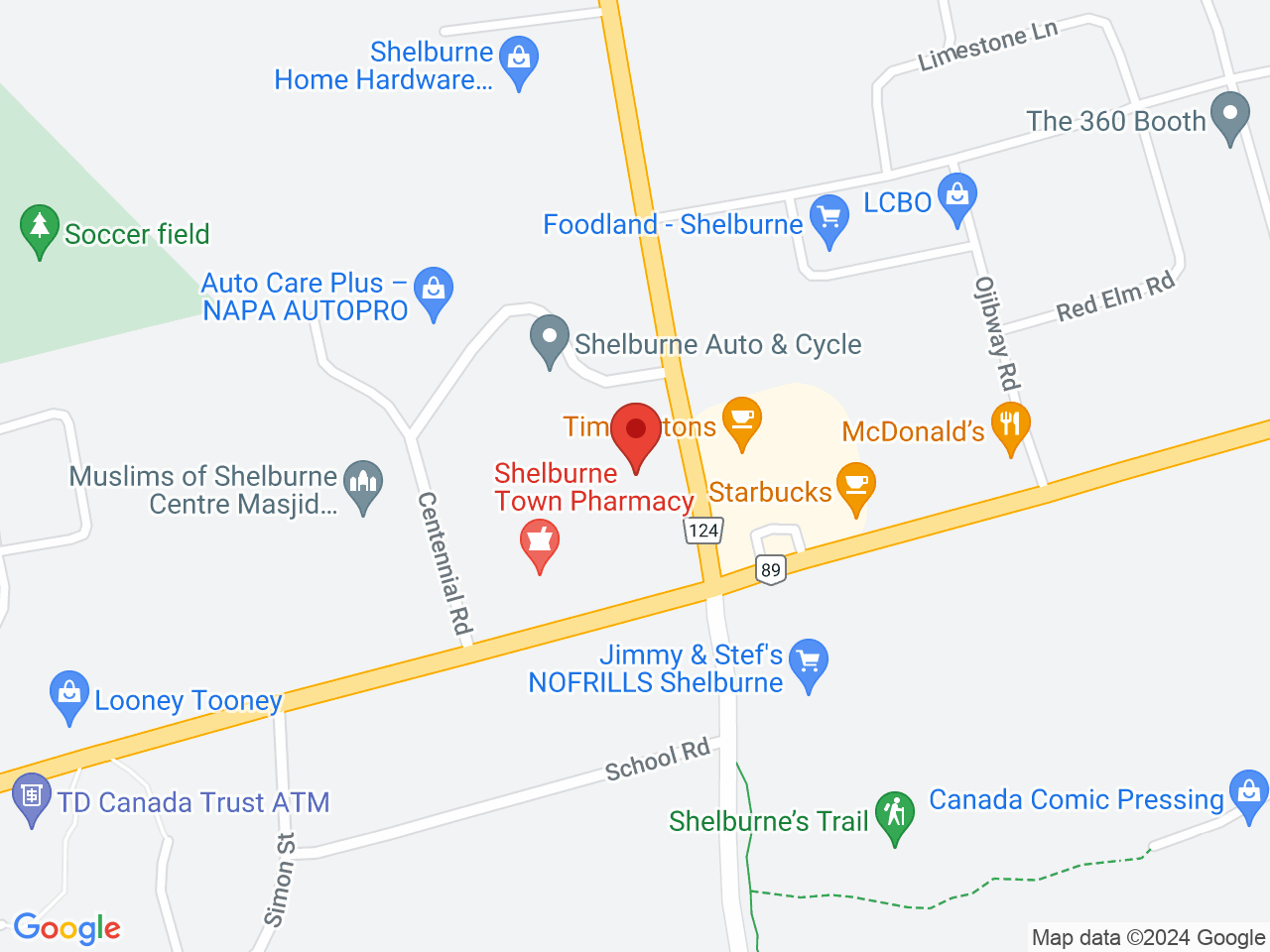 Street map for Golden Tree Cannabis, 735 Industrial Rd, Shelburne ON