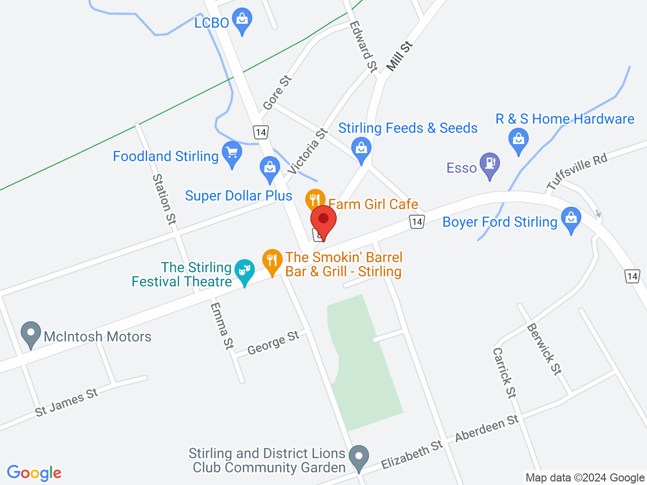Street map for Golden Tree Cannabis, 1 Mill St, Stirling ON