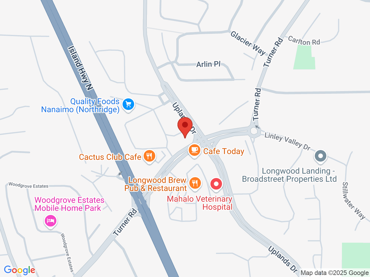 Street map for Pacific Coastal Cannabis, 5800 Turner Rd, Nanaimo BC