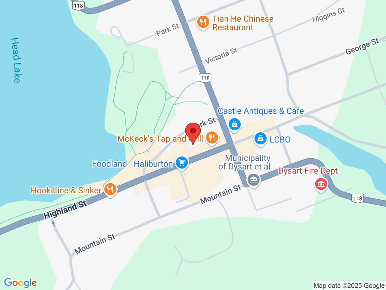 Street map for Greenleaf Cannabis, 195 Highland St, Haliburton ON