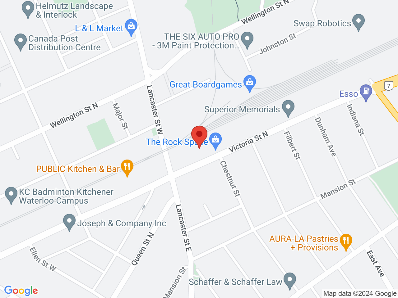 Street map for Harvest Cannabis Co, 376 Victoria St N, Kitchener ON