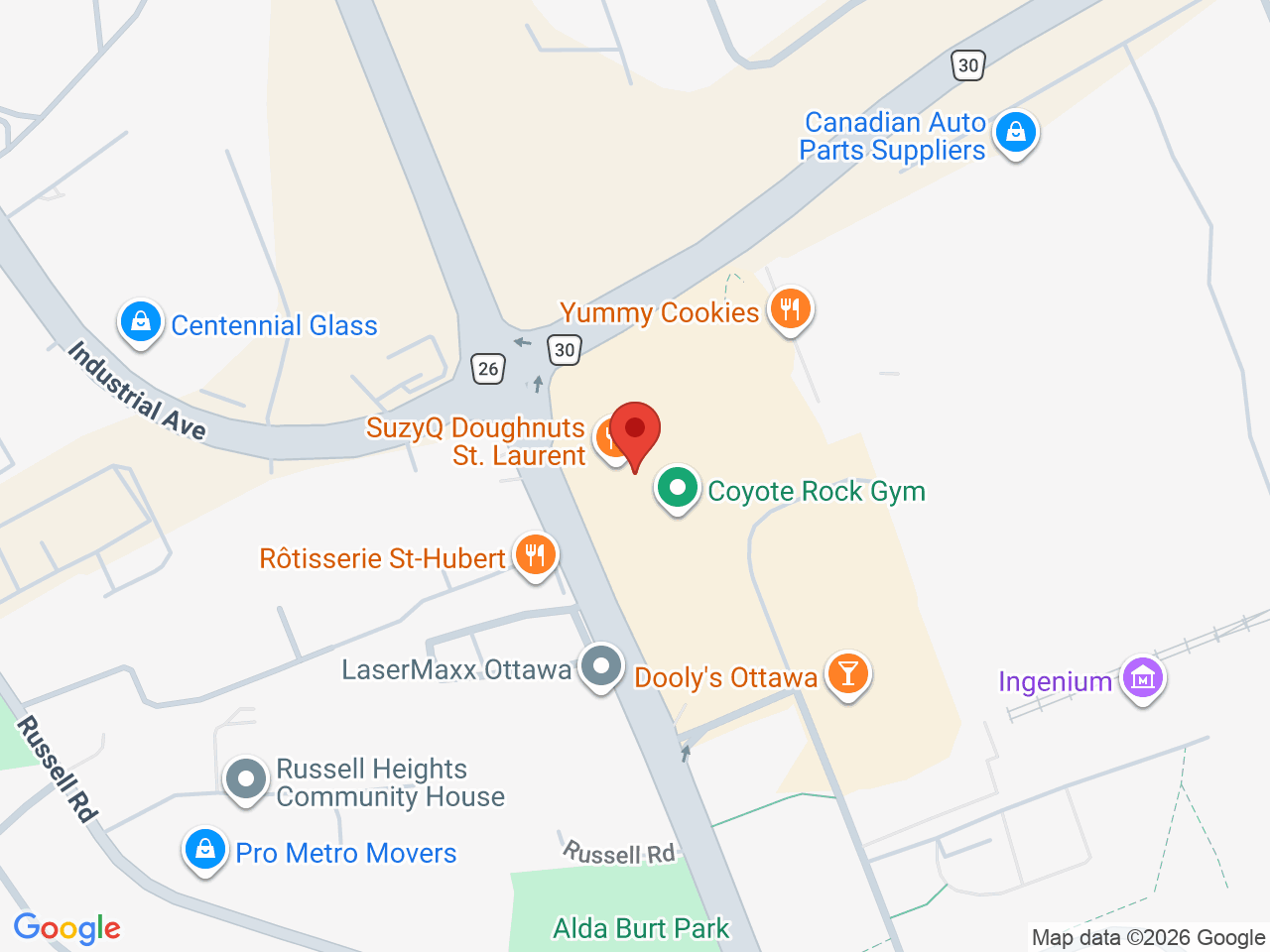 Street map for Paradise Cannabis, 1727 St. Laurent Blvd, Ottawa ON