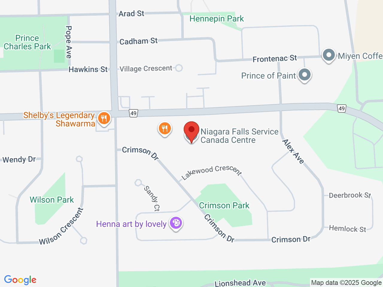 Street map for High End Cannabis Co., 6080 McLeod Rd, Niagara Falls ON